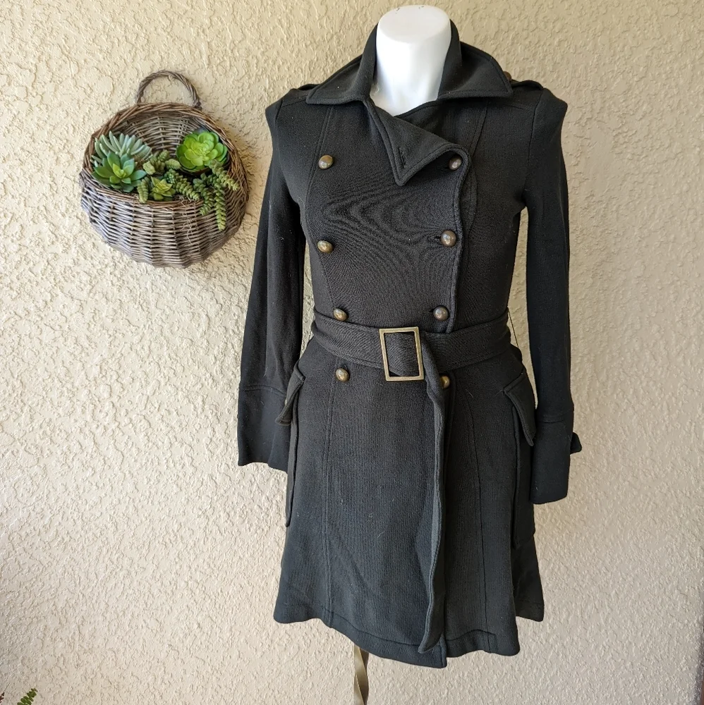 Zara knit double breasted‎ trench coat green size m